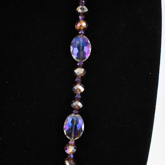 35 3/4" Magical Fairy Purple Faceted Crystal Glass Necklace $40 - Picture 2 of 9